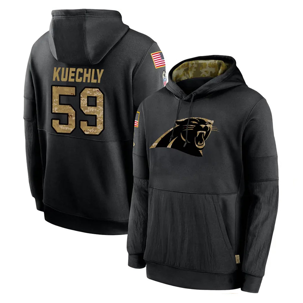 tocy C.Panthers #59 Luke Kuechly Player Black Salute to Service Pullover Hoodies Limited Game Stitched Jerseys
