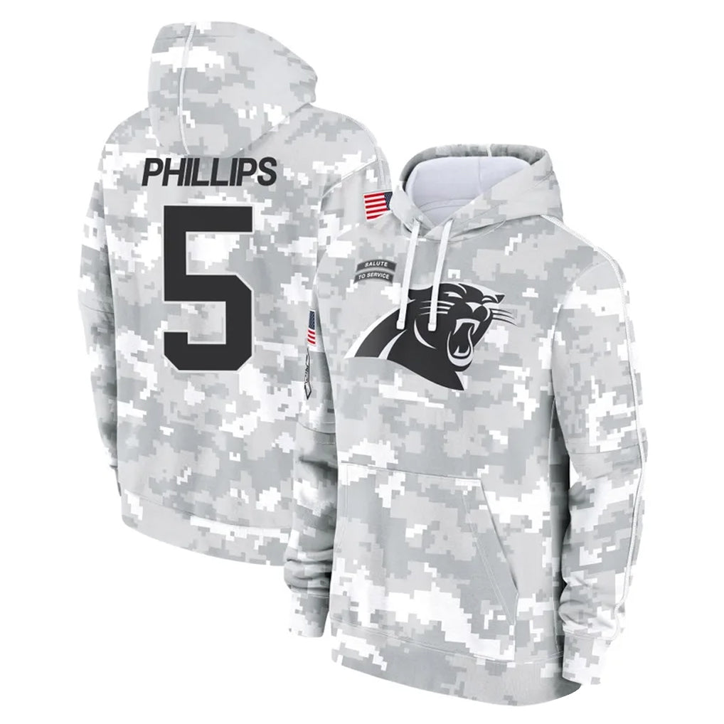 tocy C.Panthers #5 Jaelan Phillips Player Arctic Camo Salute to Service Pullover Hoodies Limited Game Stitched Jerseys