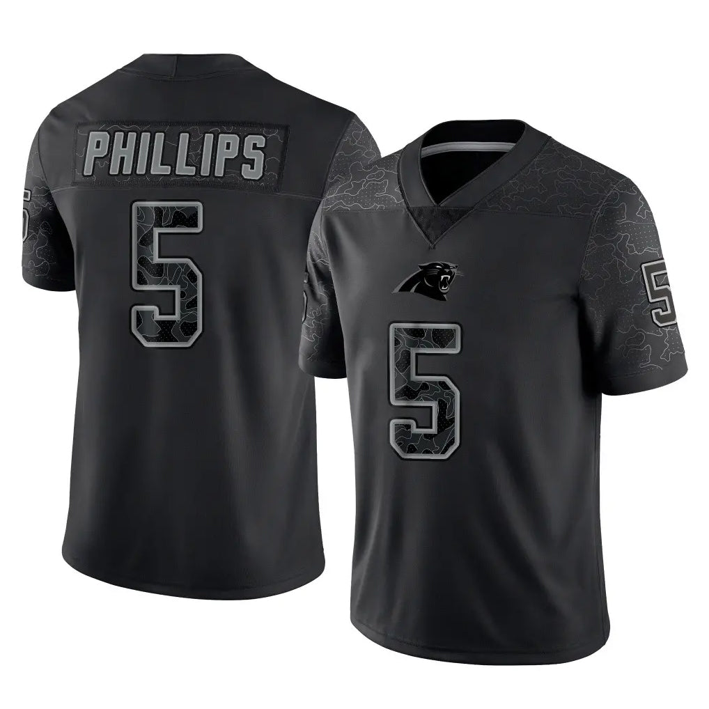 tocy C.Panthers #5 Jaelan Phillips Player Black Limited Reflective Game Stitched Jerseys