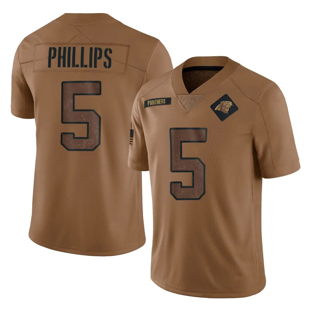 tocy C.Panthers #5 Jaelan Phillips Player Brown Salute to Service Limited Stitched Jerseys
