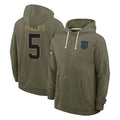 tocy C.Panthers #5 Jaelan Phillips Player Olive Salute to Service Hoodies Game Stitched Jerseys