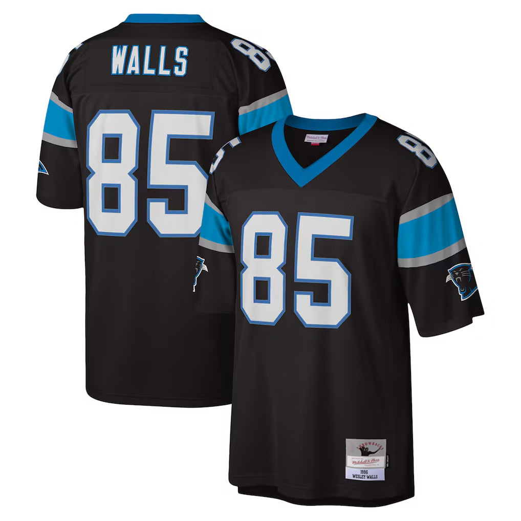 tocy C.Panthers #85 Wesley Walls Player Black Mitchell & Ness Legacy Replica Stitched Jerseys