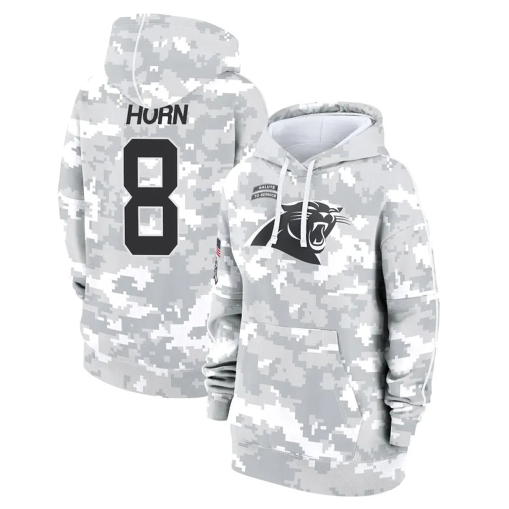 tocy C.Panthers #8 Jaycee Horn Player Arctic Camo Salute to Service Hoodies Stitched Jerseys