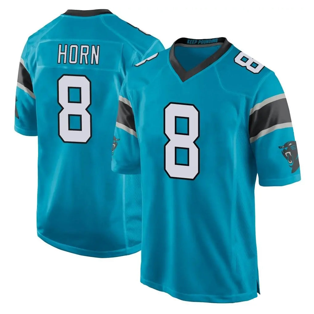 tocy C.Panthers #8 Jaycee Horn Player Blue Game Stitched Jerseys