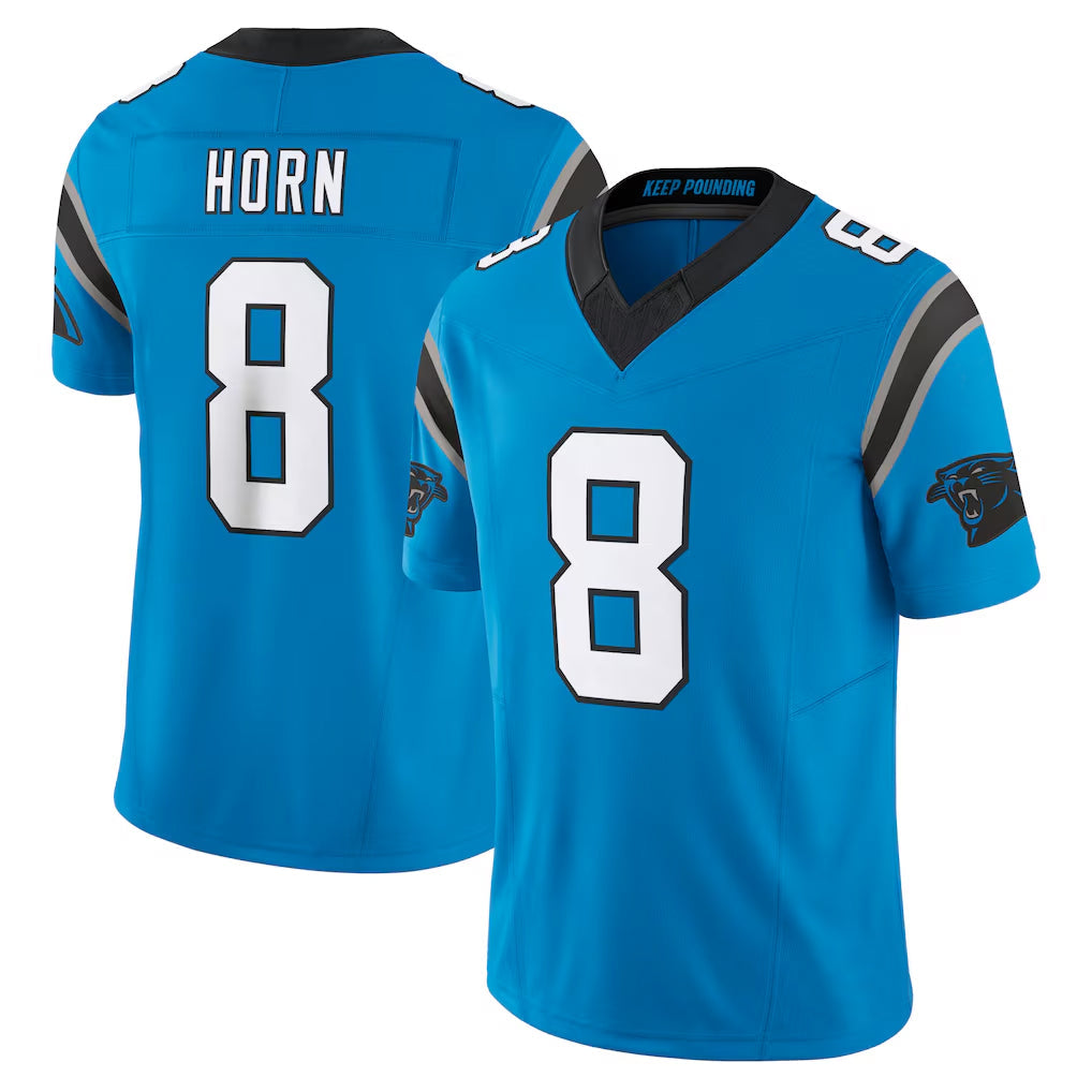 tocy C.Panthers #8 Jaycee Horn Player Blue Vapor F.U.S.E. Limited Home Game Stitched Jerseys