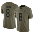 tocy C.Panthers #8 Jaycee Horn Player Olive Salute to Service Game Stitched Jerseys