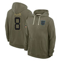 tocy C.Panthers #8 Jaycee Horn Player Olive Salute to Service Hoodies Game Stitched Jerseys