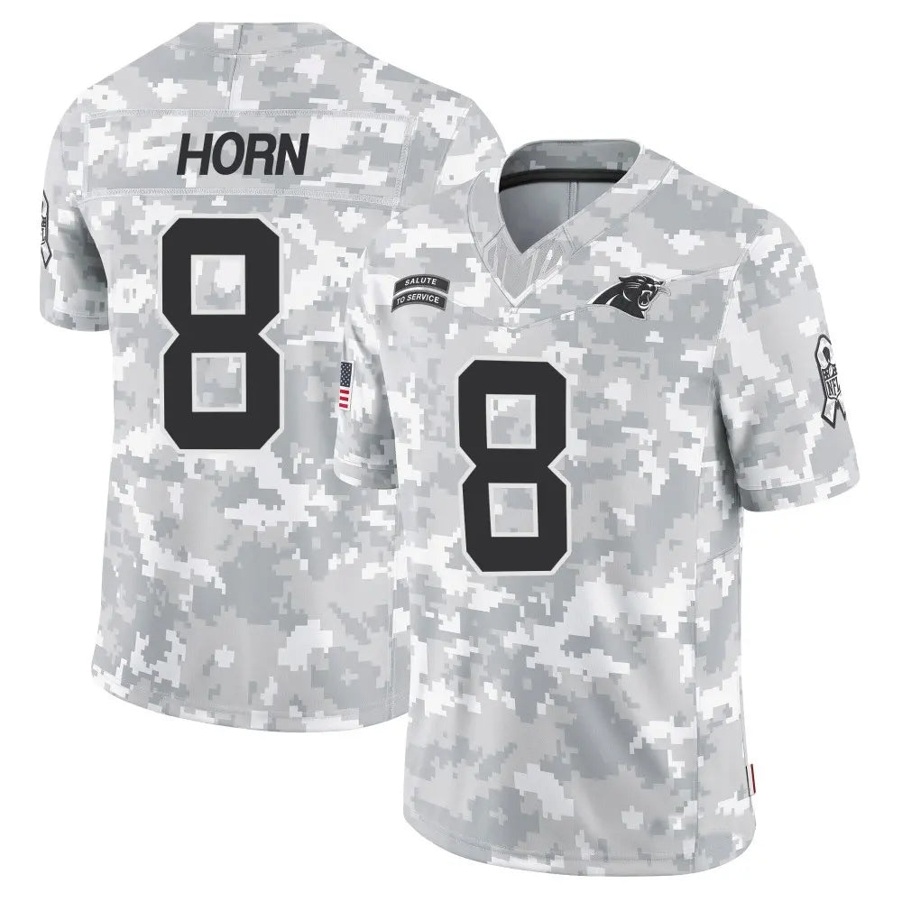 tocy C.Panthers #8 Jaycee Horn Player Arctic Camo Salute to Service Limited Stitched  Jerseys