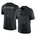 tocy C.Panthers #90 Julius Peppers Player Black Limited Reflective Game Stitched Jerseys