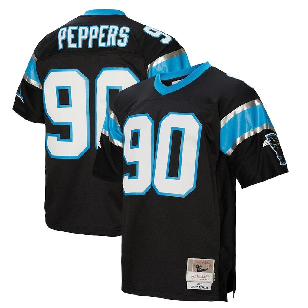tocy C.Panthers #90 Julius Peppers Player Black Mitchell & Ness Legacy Replica Stitched Jerseys