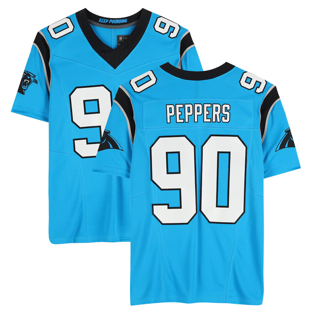 tocy C.Panthers #90 Julius Peppers Player Blue Mitchell & Ness Legacy Replica Stitched Jerseys