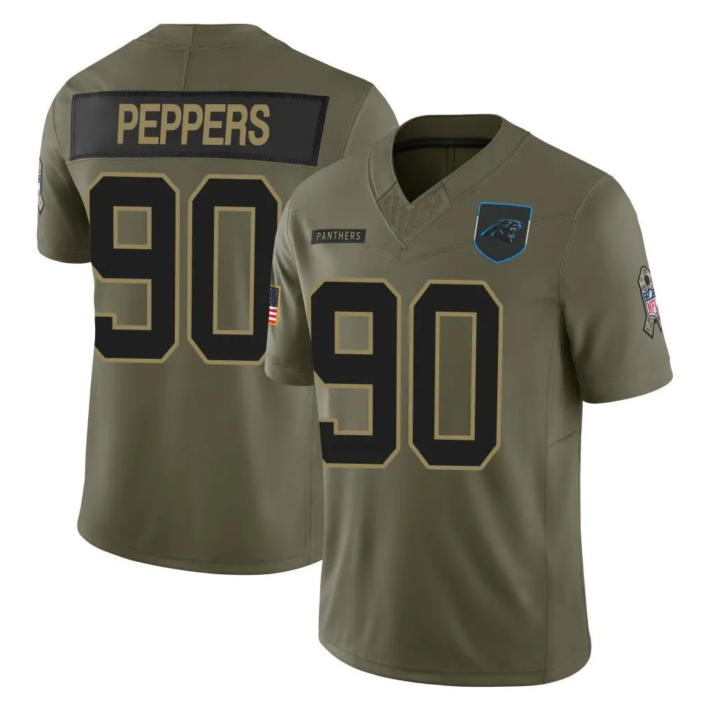 tocy C.Panthers #90 Julius Peppers Player Olive Salute to Service Limited Home Game Stitched Jerseys