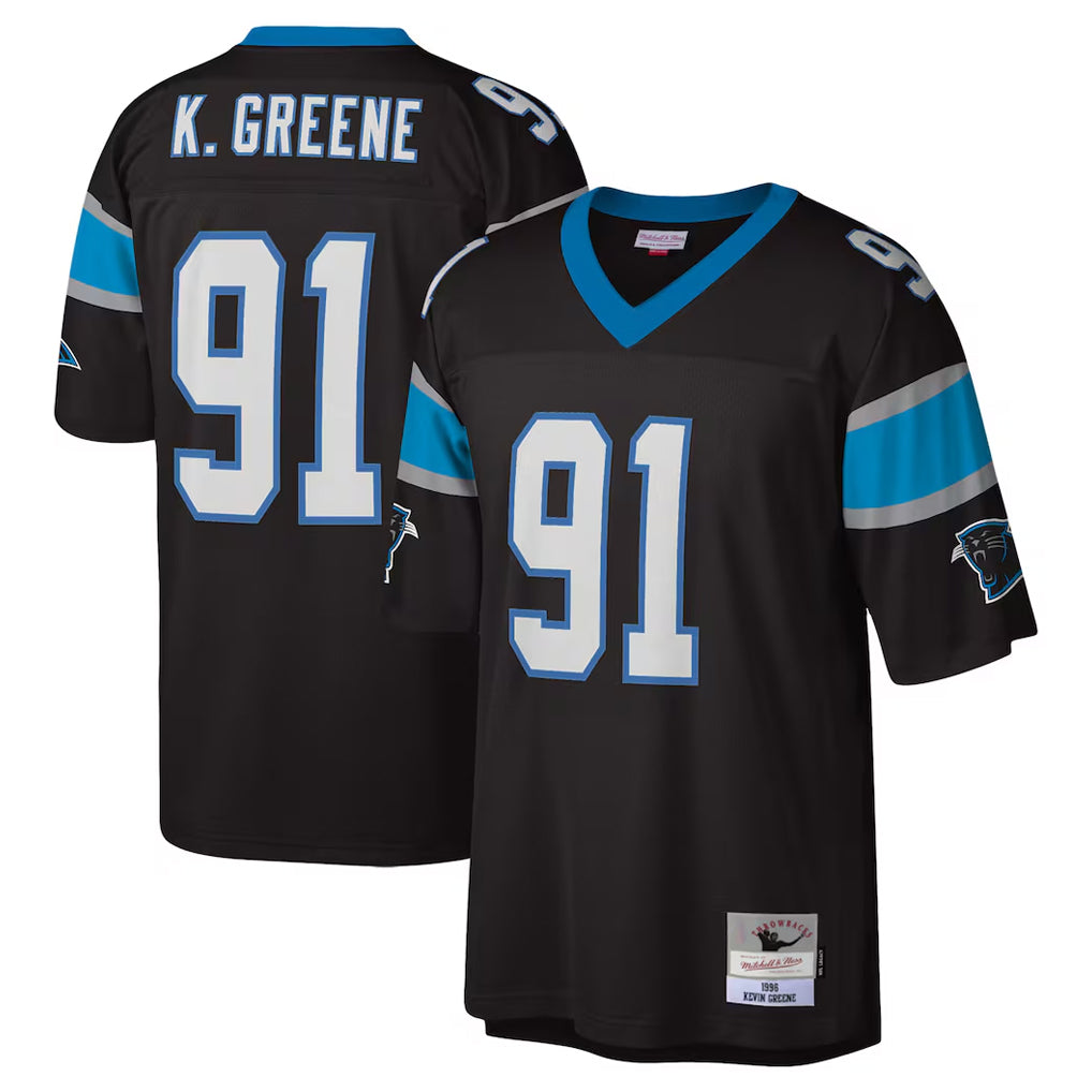 tocy C.Panthers #91 Kevin Greene Player Black Mitchell & Ness Legacy Replica Stitched Jerseys
