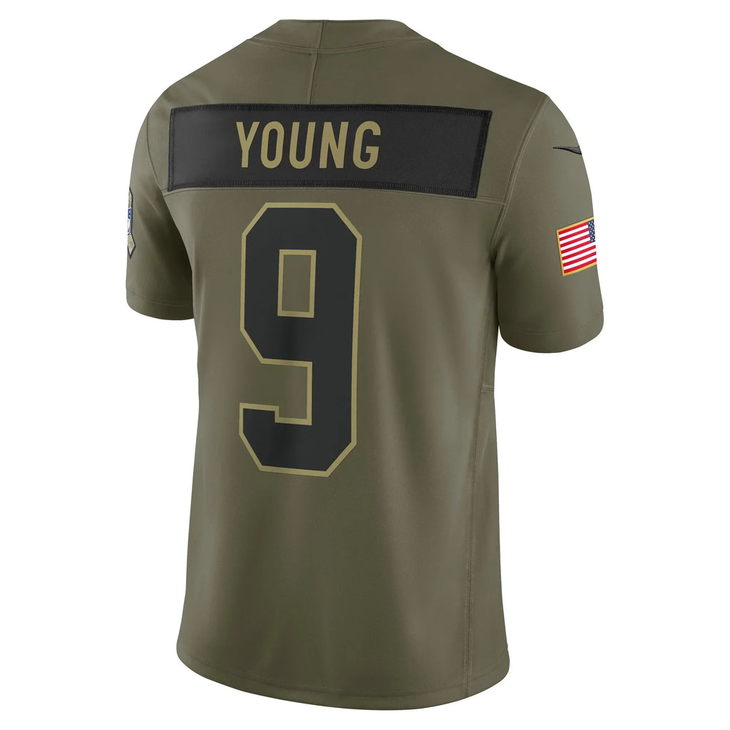 tocy C.Panthers #9 Bryce Young Olive 2025 Salute to Service Limited Stitched Jerseys