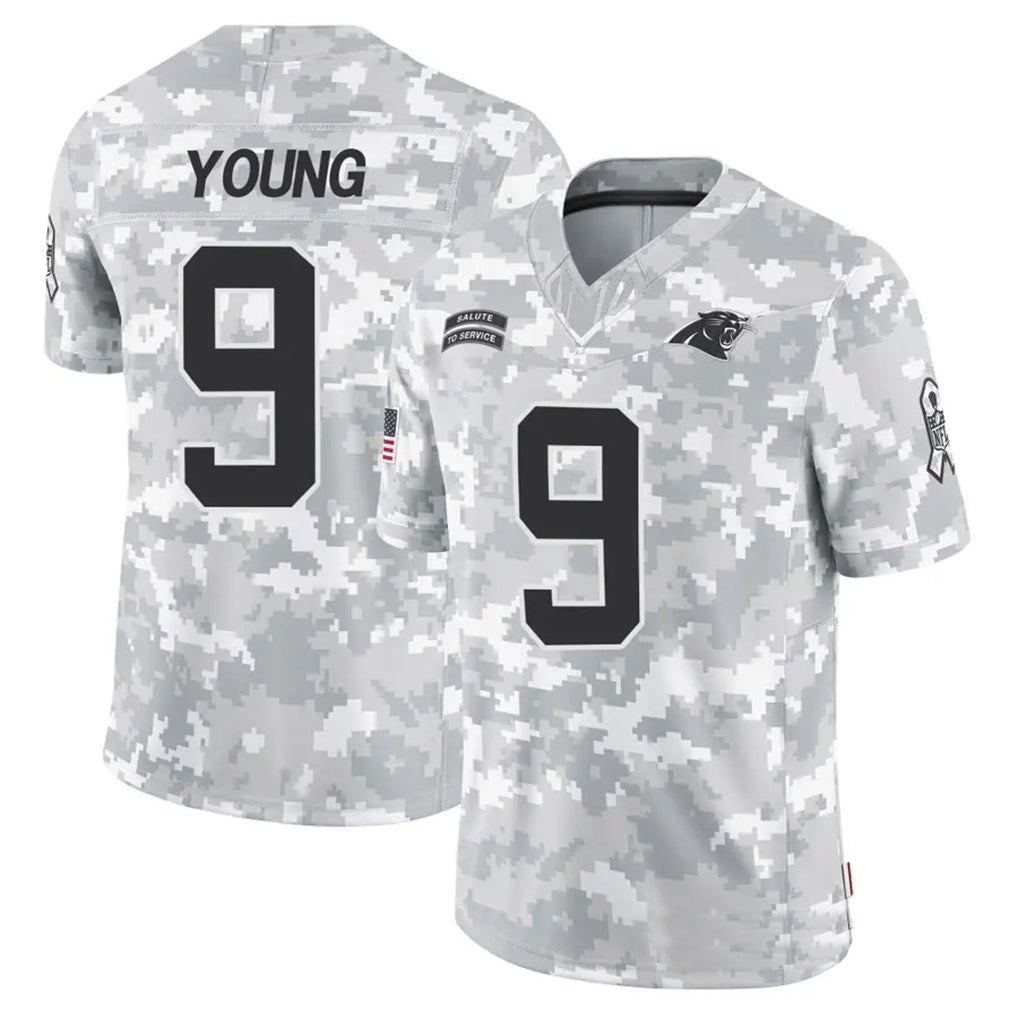tocy C.Panthers #9 Bryce Young Player Arctic Camo Salute to Service Limited Stitched Jerseys