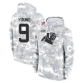 tocy C.Panthers #9 Bryce Young Player Arctic Camo Salute to Service Pullover Hoodies Limited Game Stitched Jerseys