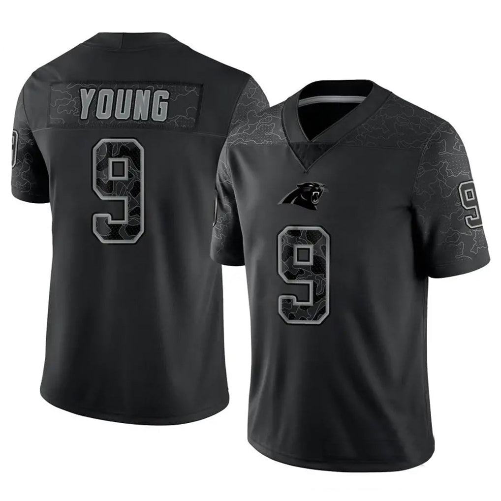 tocy C.Panthers #9 Bryce Young Player Black REFLECTIVE Limited Game Stitched Jerseys
