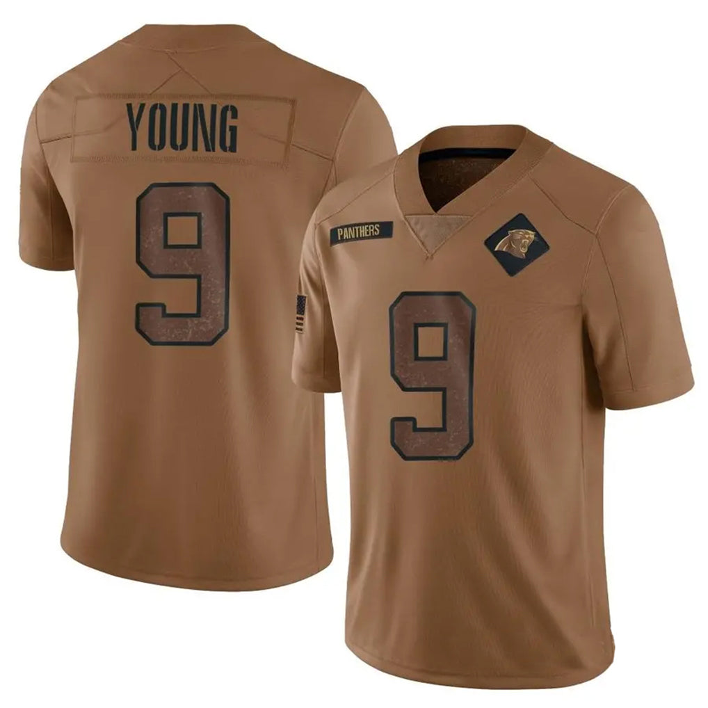 tocy C.Panthers #9 Bryce Young Player Brown Salute To Service Limited Stitched Jerseys