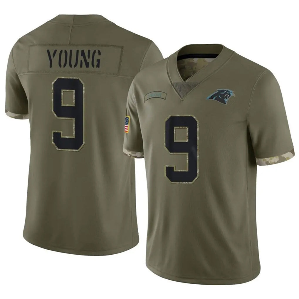 tocy C.Panthers #9 Bryce Young Player Olive Salute To Service Limited Stitched Jerseys