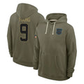 tocy C.Panthers #9 Bryce Young Player Olive Salute to Service Hoodies Game Stitched Jerseys