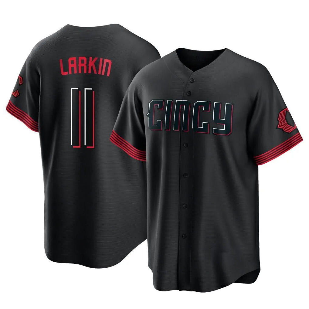tocy C.Reds #11 Barry Larkin Player Black City Connect Home Game Stitched Jerseys