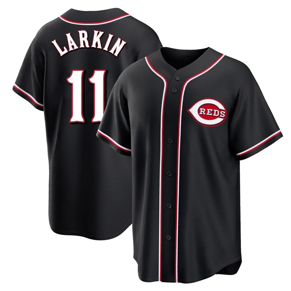 tocy C.Reds #11 Barry Larkin Player Black Fashion Out Home Game Stitched Jerseys