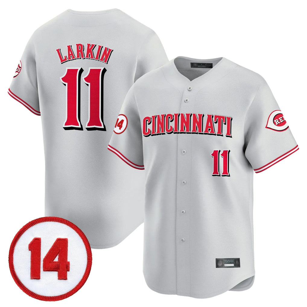 tocy C.Reds #11 Barry Larkin Player Gray Vapor Premier Limited Home Stitched Jerseys