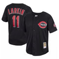tocy C.Reds #11 Barry Larkin Player Mitchell & Ness Black Throwback Cooperstown Mesh Game Stitched Jerseys