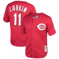 tocy C.Reds #11 Barry Larkin Player Mitchell & Ness Red Throwback Cooperstown Mesh Game Stitched Jerseys