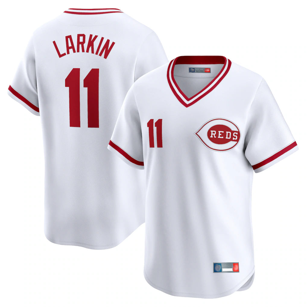 tocy C.Reds #11 Barry Larkin Player White Cooperstown Collection Limited T-shirt Home Stitched Jerseys