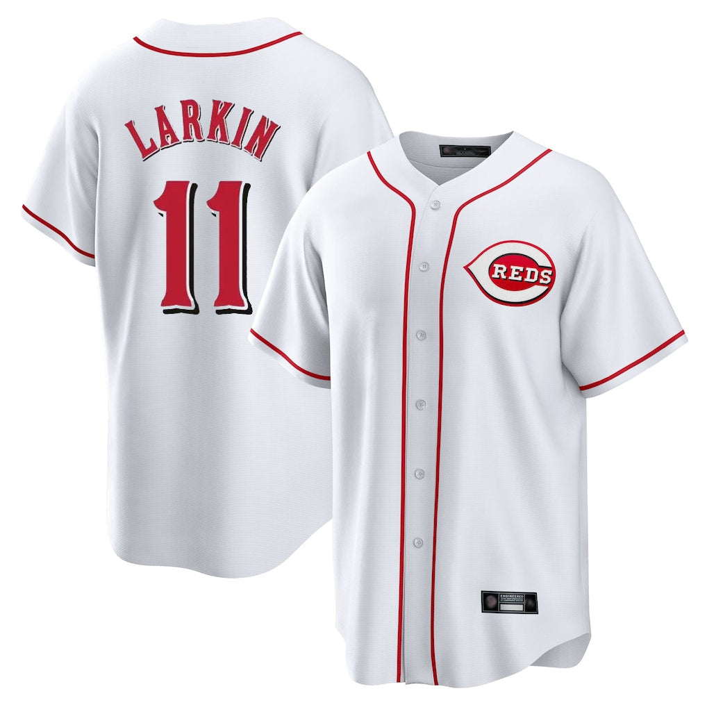 tocy C.Reds #11 Barry Larkin Player White Game Home Stitched Jerseys