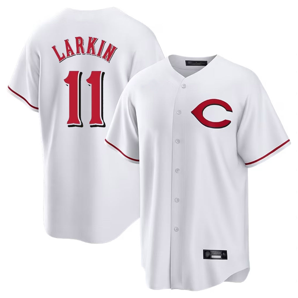 tocy C.Reds #11 Barry Larkin Player White Home Game Stitched Jerseys