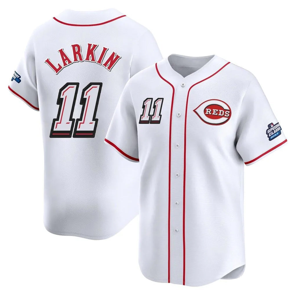 tocy C.Reds #11 Barry Larkin Player White Speedway Classic Home Limited Stitched Jerseys