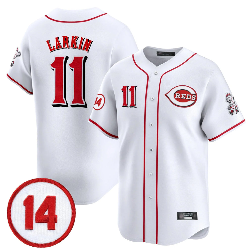 tocy C.Reds #11 Barry Larkin Player White Vapor Premier Limited Home Stitched Jerseys