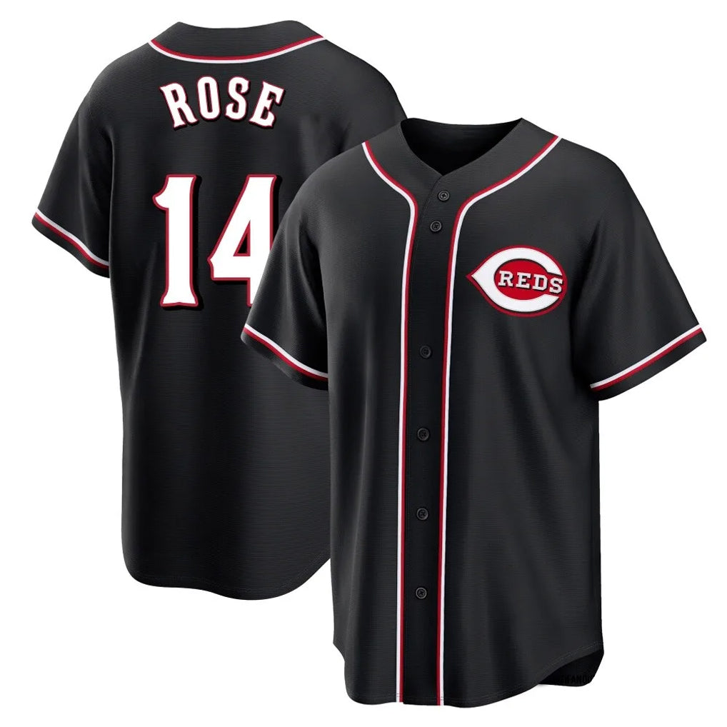 tocy C.Reds #14 Pete Rose Player Black Fashion Out Home Game Stitched Jerseys