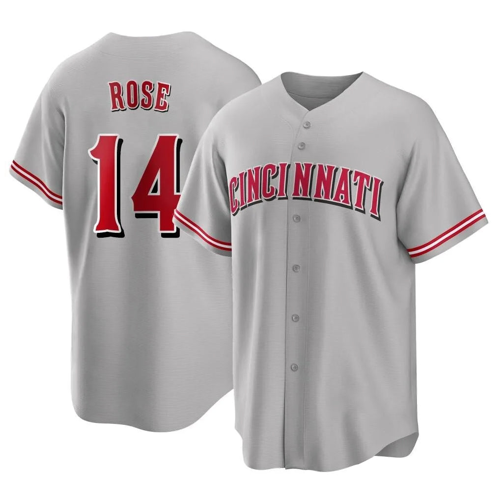 tocy C.Reds #14 Pete Rose Player Gray Home Game Stitched Jerseys