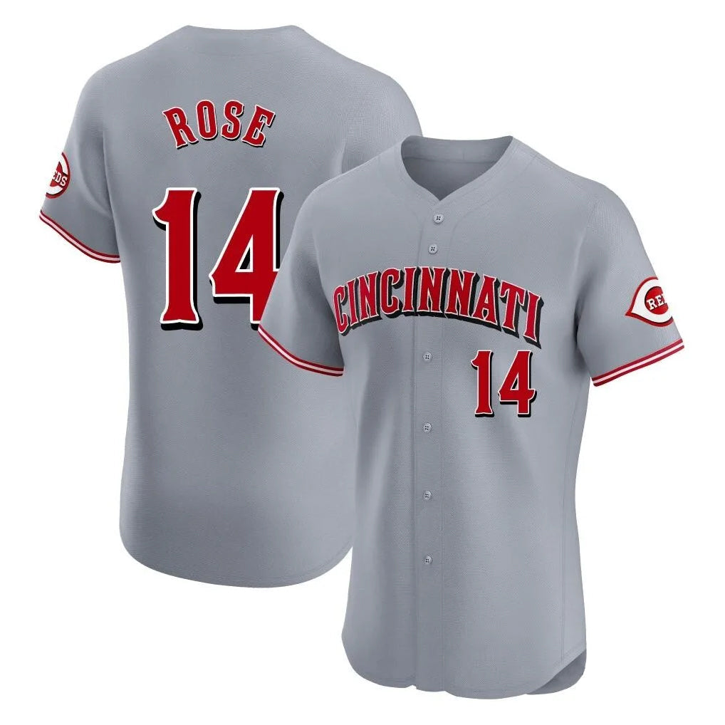 tocy C.Reds #14 Pete Rose Player Gray Limited Elite Home Stitched Jerseys