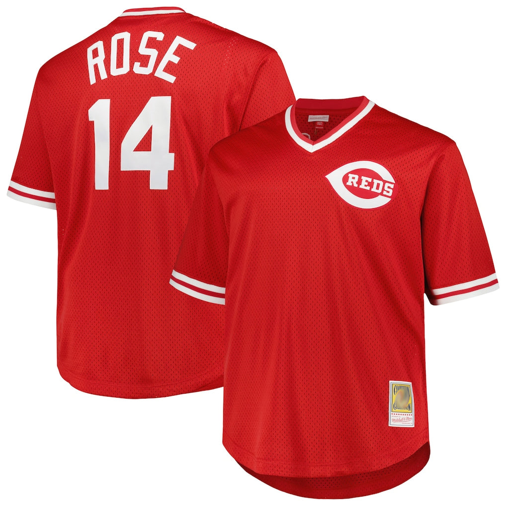tocy C.Reds #14 Pete Rose Player Mitchell & Ness Red Throwback Cooperstown Mesh T-shirt Game Stitched Jerseys