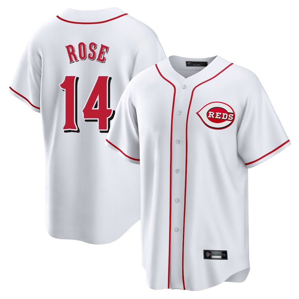 tocy C.Reds #14 Pete Rose Player White Game Home Stitched Jerseys