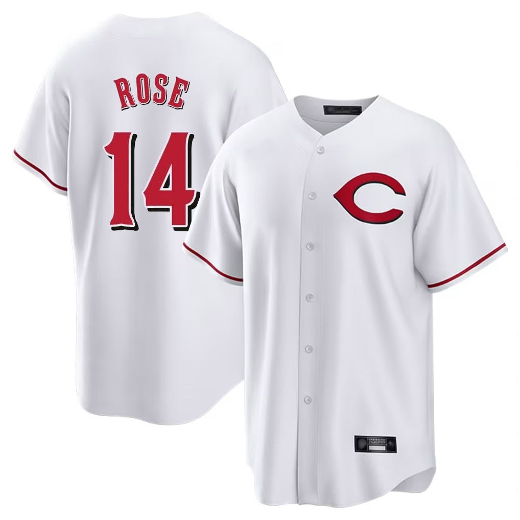 tocy C.Reds #14 Pete Rose Player White Home Game Stitched Jerseys