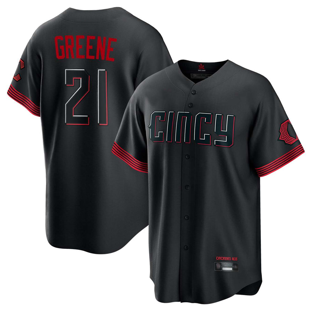 tocy C.Reds #21 Hunter Greene Player Black City Connect Home Game Stitched Jerseys