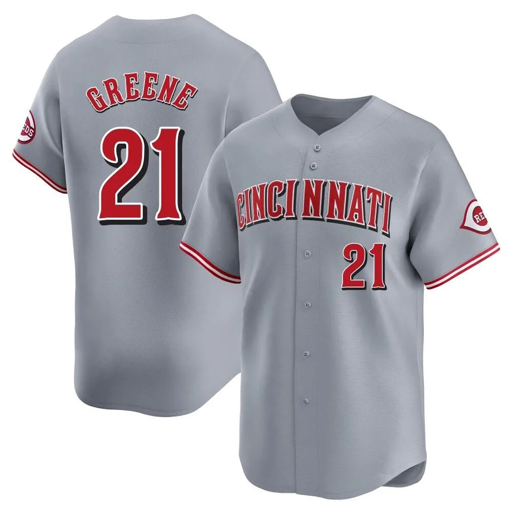 tocy C.Reds #21 Hunter Greene Player Gray Home Limited Stitched Jerseys