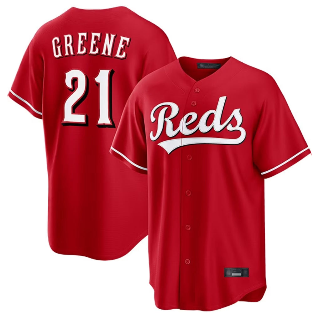 tocy C.Reds #21 Hunter Greene Player Red Home Game Stitched Jerseys