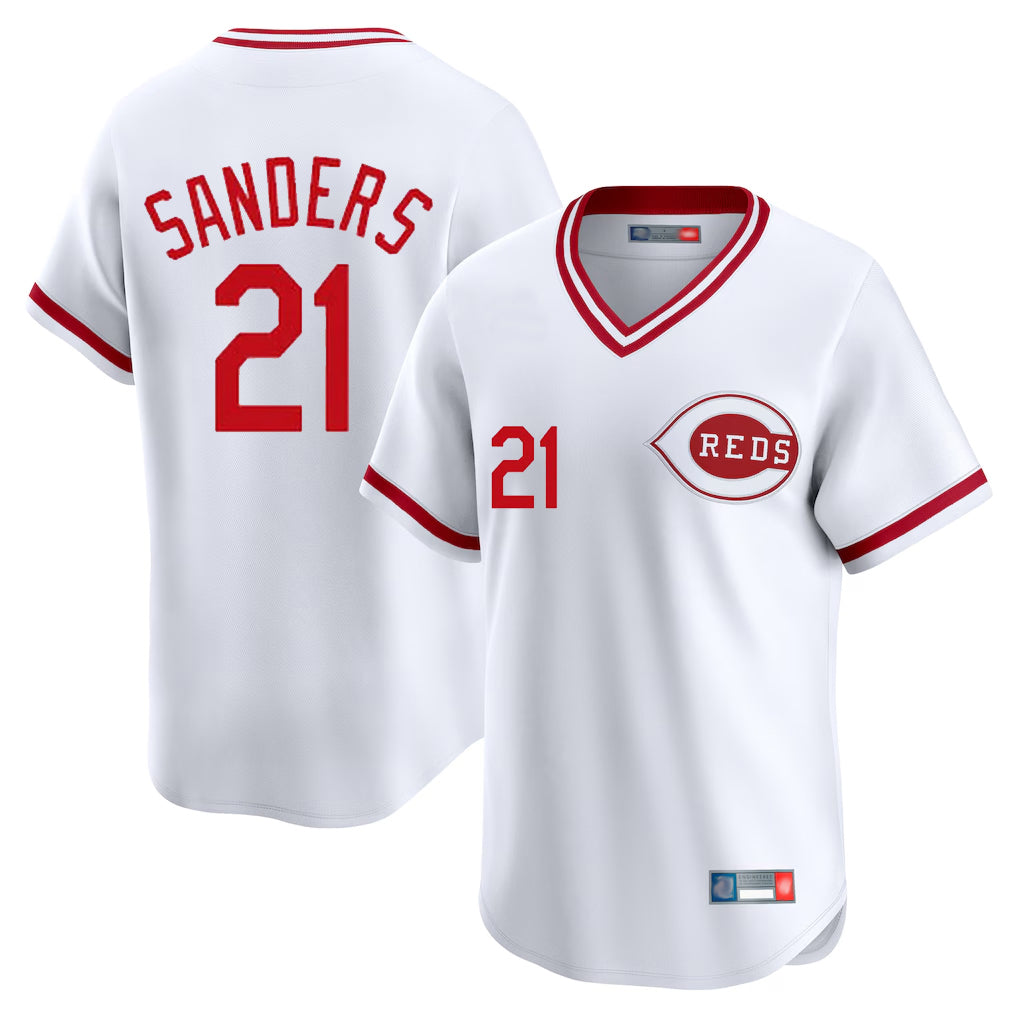 tocy C.Reds #21 Hunter Greene Player White Cooperstown Collection Limited T-shirt Home Stitched Jerseys