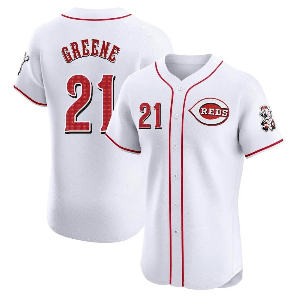 tocy C.Reds #21 Hunter Greene Player White Limited Elite Home Stitched Jerseys