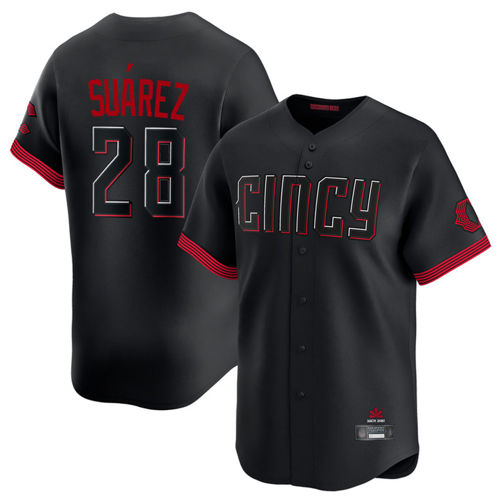 tocy C.Reds #28 Eugenio Su¡§¡érez Player Black City Connect Home Limited Stitched Jerseys