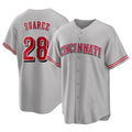 tocy C.Reds #28 Eugenio Su¡§¡érez Player Gray Home Game Stitched Jerseys