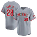 tocy C.Reds #28 Eugenio Su¡§¡érez Player Gray Home Limited Stitched Jerseys