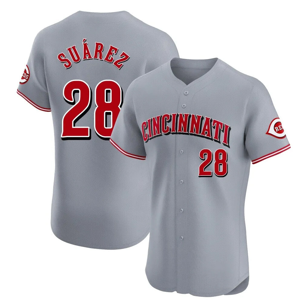 tocy C.Reds #28 Eugenio Su¡§¡érez Player Gray Limited Elite Home Stitched Jerseys