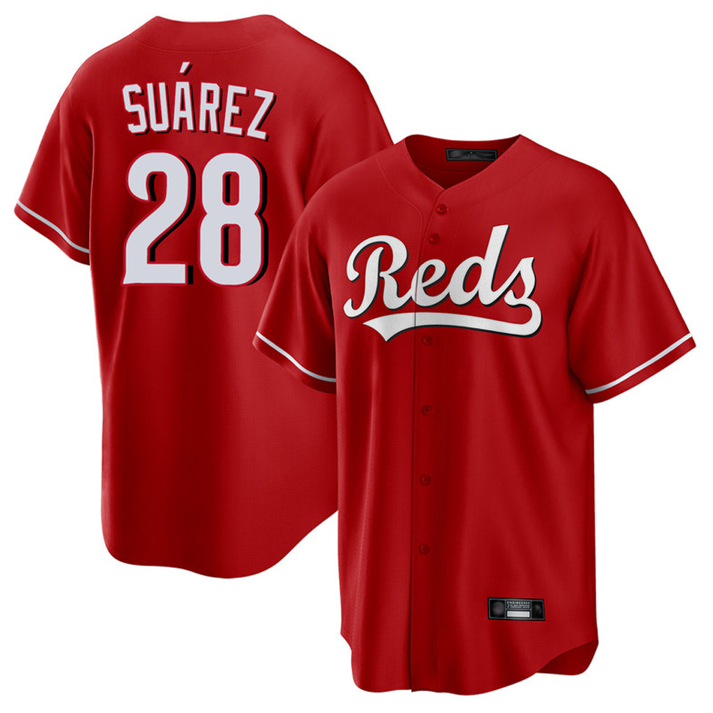 tocy C.Reds #28 Eugenio Su¡§¡érez Player Red Home Game Stitched Jerseys